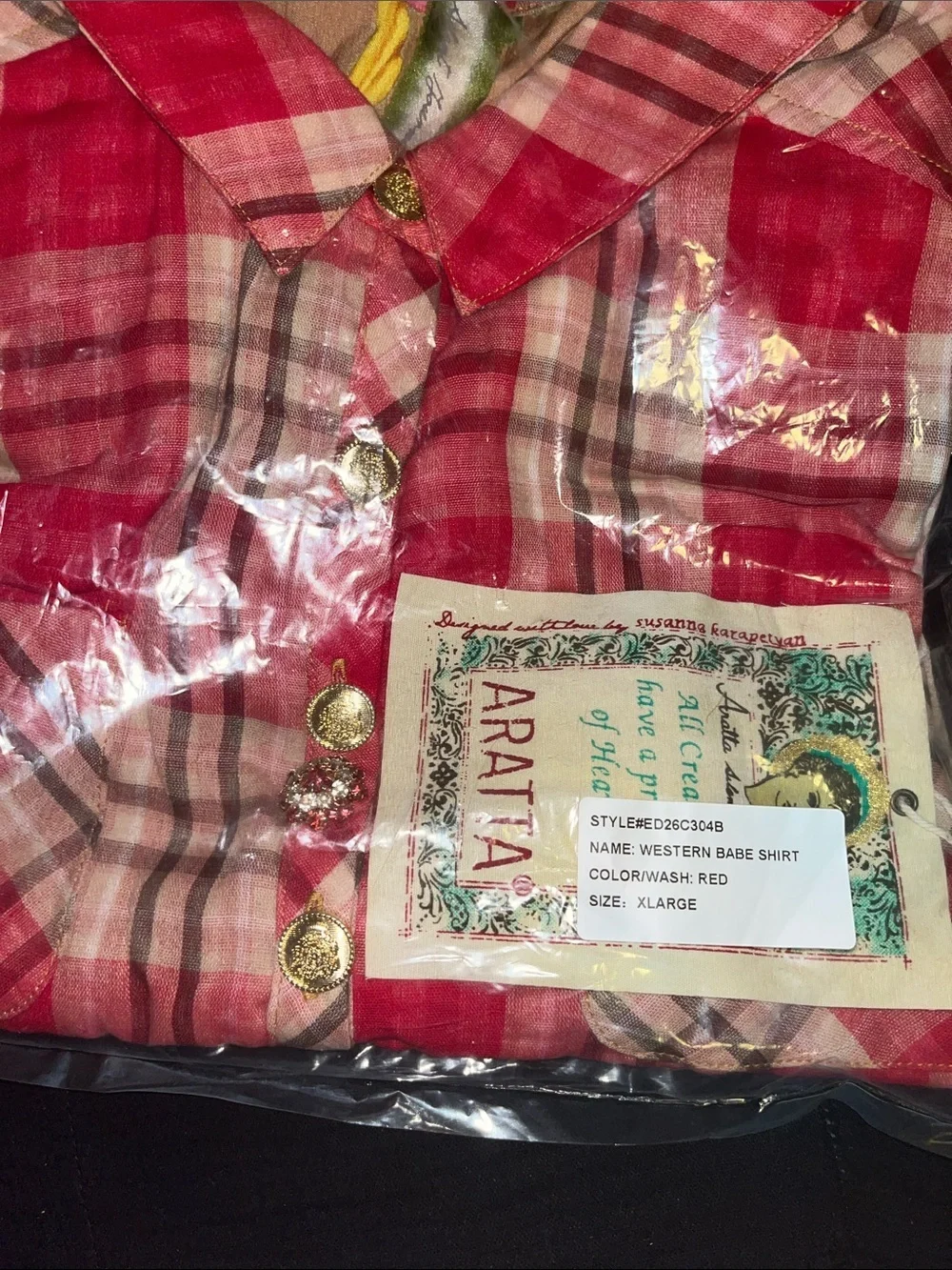 ❤️‍🔥 Aratta XL Red Plaid Button-Down Shirt Featuring Stunning  Back A-11 and A-